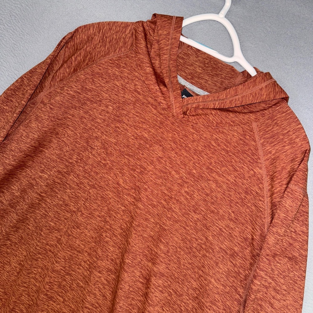 PrAna Hoodie Mens XL Brown Orange Space Dye Calder Active Pullover Stretch